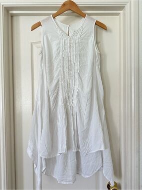 Dolce & Gabbana White Pintuck Button-Up Off Shoulder Tuxedo Mini Dress M L